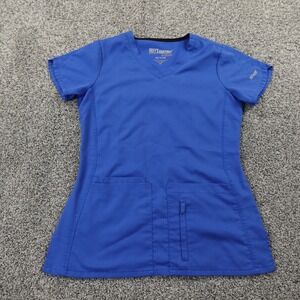 Greys Anatomy Shirt Womens XS Blue Active Scrub Top Medical Nursing Healthcare